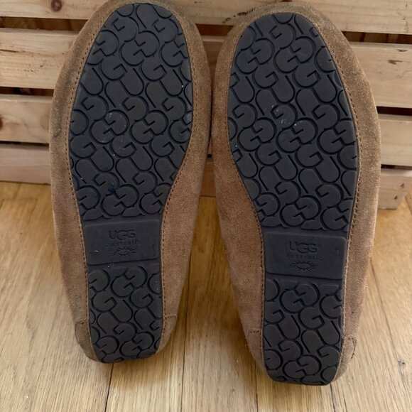 UGG Size 6 Chestnut Brown Suede Dakota Sheepskin Lined Moccasin Slippers Shoes - Picture 14 of 16